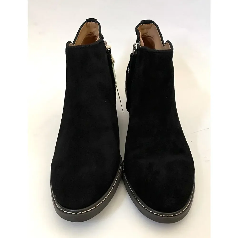 Sam Edelman Pryce Rain Repellent Suede Bootie Boot Black Size 8.5 NEW